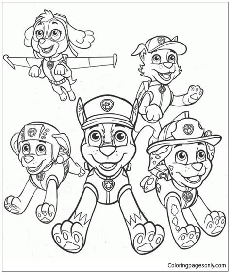paw patrol characters  coloring page  printable coloring pages