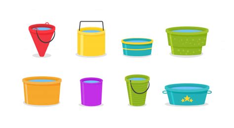 The Bucket Is Empty And Filled With Water Set Of