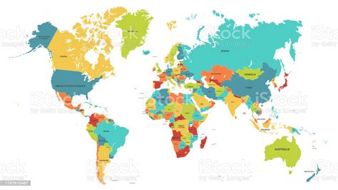 Colored World Map Political Maps Colorful World Countries