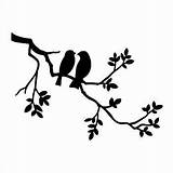 Pochoir Ast Oiseaux Oiseau Reusable Burning Branche Uccelli Damask Schablone Deux Stenciling Printables Arbre Etching Besuchen Clipartmag sketch template