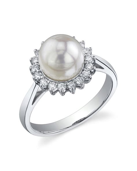 buy akoya pearl diamond solar ring choose  pearl color