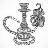 Hookah Shisha Dessinés Ornement Narguilé Fumée Getdrawings sketch template