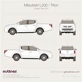 Mitsubishi L200 Triton Cab Blueprints Double Top Blueprint Drawings Strada Club Hard Pickup Vector Truck 4x4 Car Getoutlines 3d Present sketch template