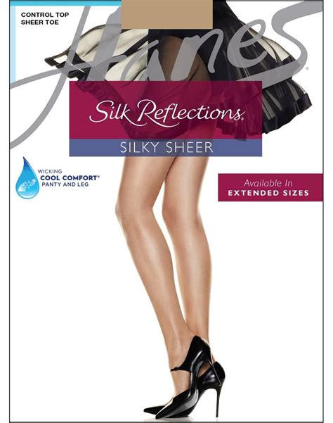 hanes silk reflections control top sheer toe pantyhose 717 little color