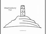 Glastonbury Tor sketch template
