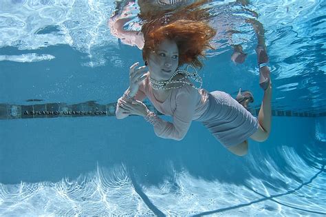 hd wallpaper swimming pool underwater redhead floating skirt high