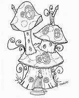 Fairy Coloring Pages Garden House Printable Mushroom Houses Drawing Color Sheets Whimsical Adult Fairies Tree Recess Colouring Book Mushrooms Gnome sketch template