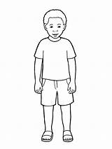 Boy Drawing Outline Line Young Person Wearing Standing Coloring Shirt Drawings Clipart Boys Illustration Primary Shorts Lds Children Pages Brother sketch template