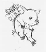 Pig Drawing Flying Pigs Sketch Fly Cute Drawings Sketches Cartoon Tattoo Thousands Amazing Tattoos Kawaii Little When Explore sketch template