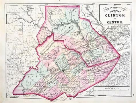 clinton county pennsylvania map original  centre county framable