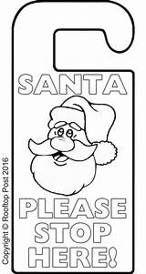 Door Santa Christmas Hanger Colouring Stop Colour Pages Please Coloring Template Eve Hangers Knob Printables Templates Children Signs Father Rooftoppost sketch template