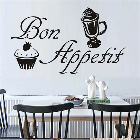 french bon appetit quotes vinyl wall sticker kitchen dining room removable home decor ice cream