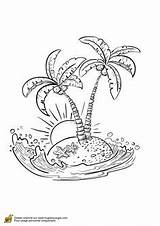 Ile Coloriage Coloring Plage Palm Tree Les Stamps Drawing Pages Book sketch template
