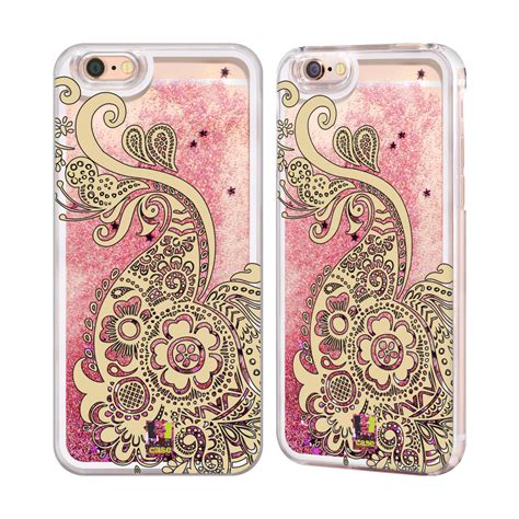 head case designs henna pink liquid glitter case for apple iphone