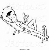 Sun Vector Beverage Outlined Toonaday Leisure Lounging Vecto sketch template