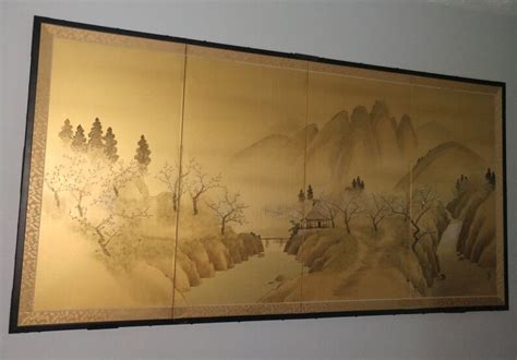 japanese kyoto gold silk screen circa  etsy