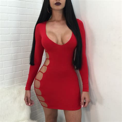 sexy latina fashion morena bonita red open side mini club dress