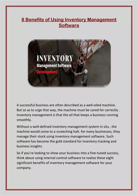 benefits inventory management software powerpoint