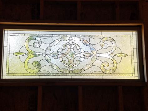 Victorian Clear Textured And Beveled Stained Glass Window