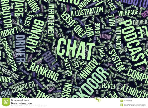 chat conceptual word cloud  business information technology   stock illustration