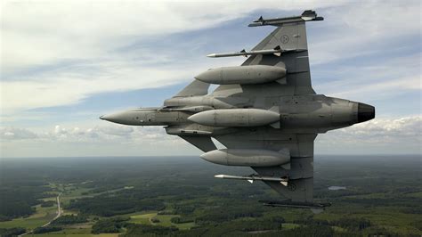wallpaper saab jas  gripen multirole fighter aircraft swedish air force maneuver