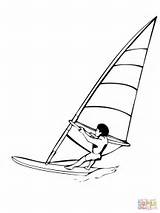 Windsurfing Coloring Surf Pages Drawing Surfing Printable Silhouettes sketch template