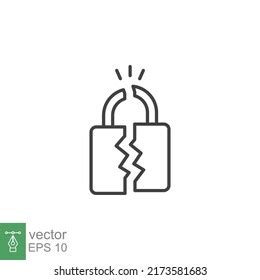 broken lock  icon simple outline stock vector royalty   shutterstock