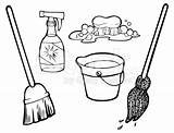 Cleaning Coloring Clean Items Drawing Dessin Nettoyage Vector Clip Objets Mop Des House Trait Au Vyhľadávania Výsledok Obrázkov Dopyt Cleaners sketch template