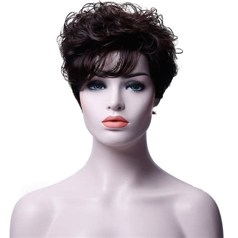 Jinkaili Wig Hot Pixie One Side Part Short Messy Kinky Curly Synthetic