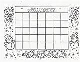Blank Calendars Color Fill January Kids Print sketch template