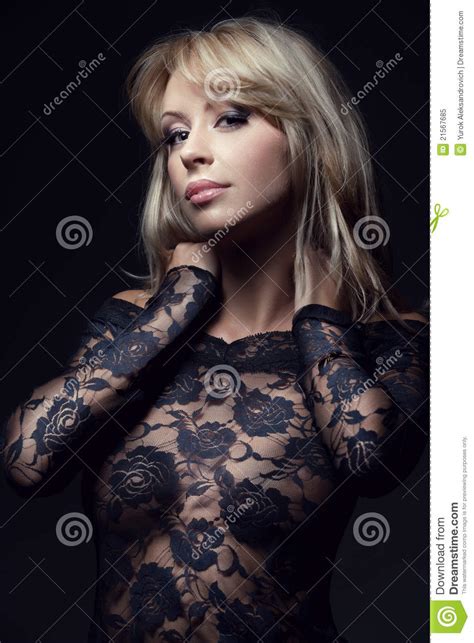 classy blonde in lace dress stock image image of model