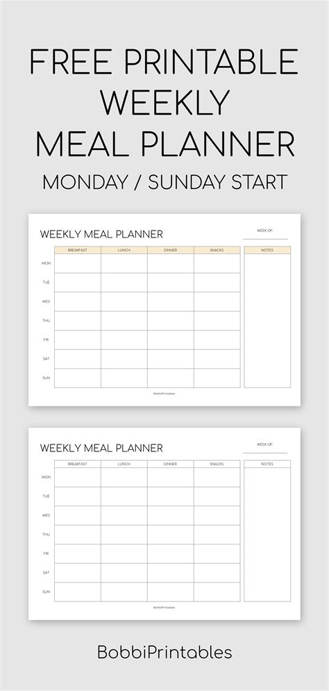 meal prep planner  meal planner weekly meal planner template