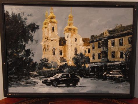 original oil painting  church