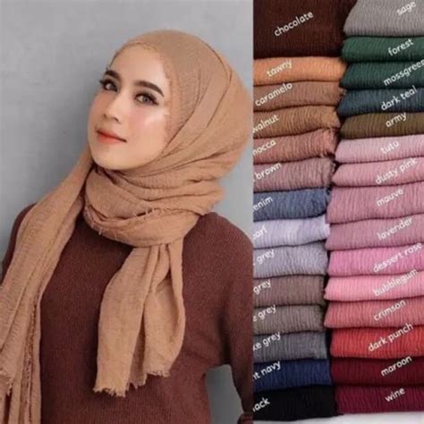 jual pashmina crinkle crimp cotton shawl hijab pasmina crinkle rawis