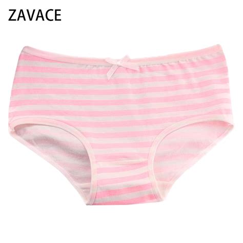 Zavace Comfortable Cotton Underwear Women Striped Navy Style Small