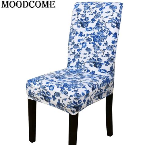 office chair covers spandex stoelhoezen eetkamer  design blue flower stretch dining chair