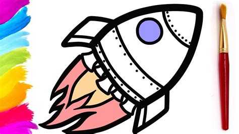 draw  rocket coloring page spacecraft  kids eggstory youtube