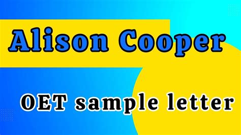 oet sample letter  alison cooper letter   school psychologist