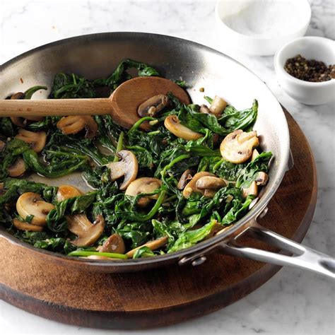 mushroom  spinach saute recipe taste  home