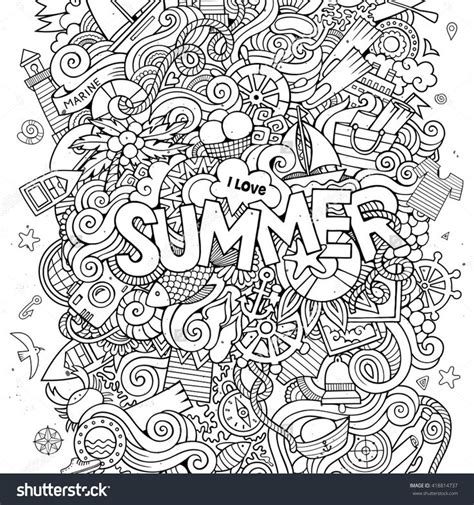summer hand lettering  doodles elements vector illustration