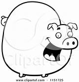 Pig Cartoon Chubby Smiling Fat Clipart Cory Thoman Outlined Coloring Vector Royalty Clip Pigs Clipartof sketch template