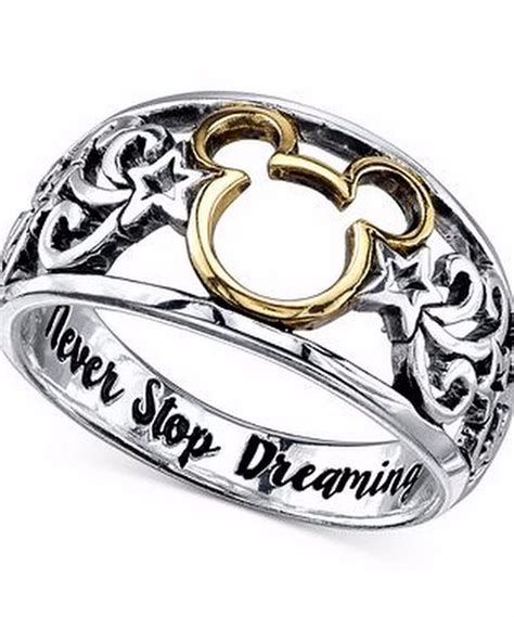 gold plt sterling silver disney mickey mouse ring  stop dreaming  mickey mouse