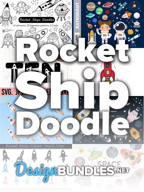 rocket ship doodle design bundles page
