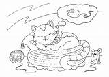 Coloring Cat Dreaming Pages sketch template
