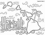 Hawaii Coloring Hawaiian Pages Aloha Island State Doodle Crafts Theme Printable Kids Drawing States Usa Islands Luau Harbor Pearl Alley sketch template
