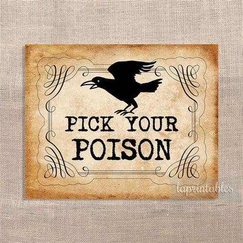 pick  poison halloween party sign printable  laprintables