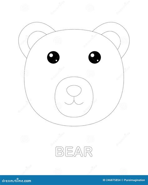 bear tracing worksheet  kids stock vector illustration  child