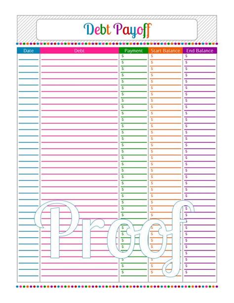 debt payments  page instant   printable etsy debt