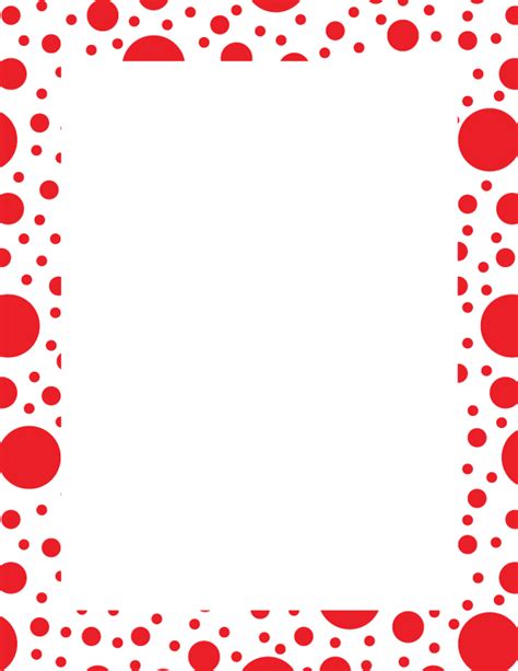 printable red on white random polka dot page border