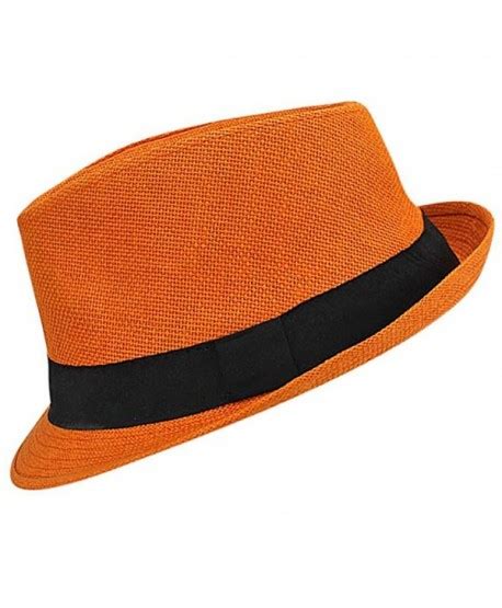 Vibrant Basic Straw Fedora Hat Orange Ch12fftln7b